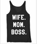 WIFE MOM BOSS Casual Racer Tank