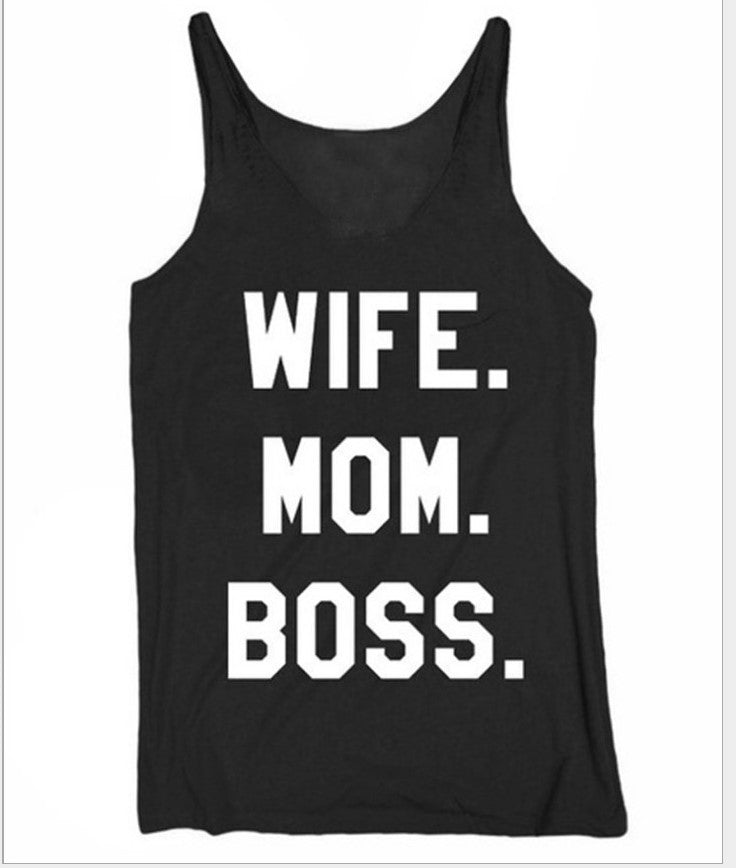WIFE MOM BOSS Casual Racer Tank