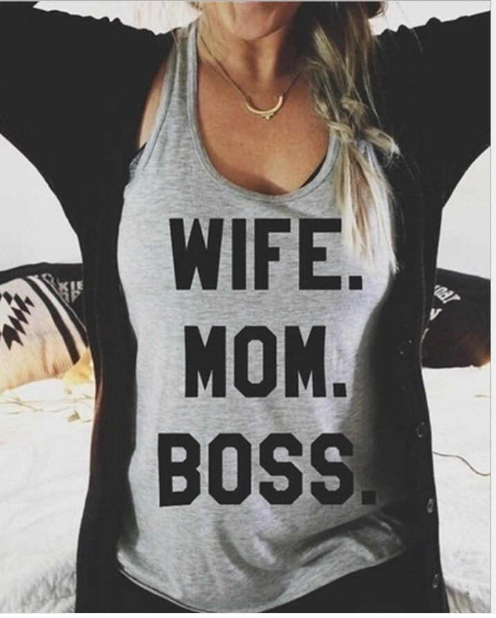 WIFE MOM BOSS Casual Racer Tank